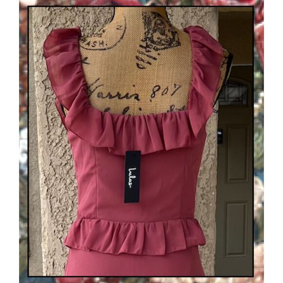 Lulus Compelling Romantic Rusty Rose Ruffled Tiered Maxi Dress Size S - Picture 5 of 11